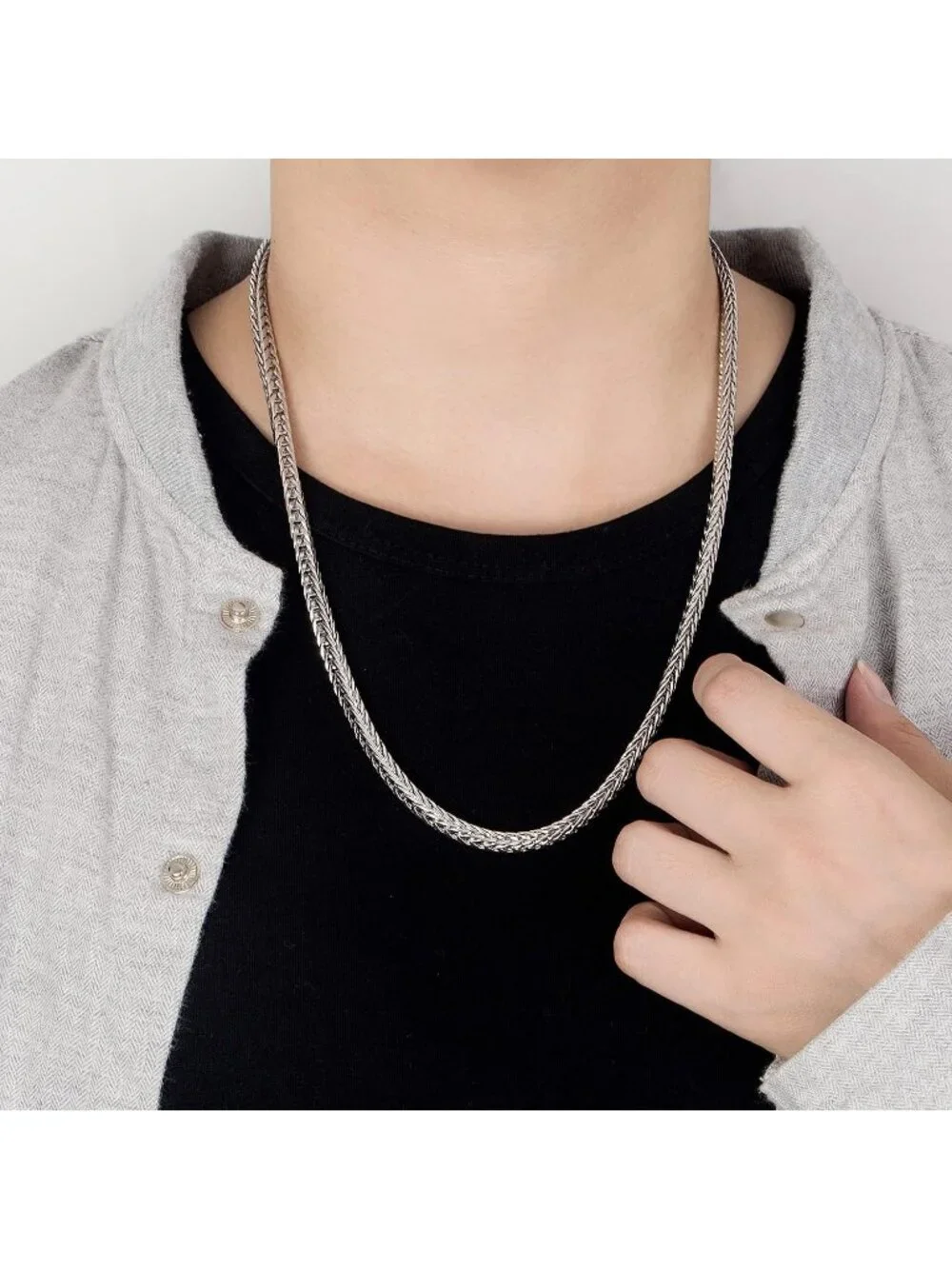 Men's Silver 925 Sterling Silver Dragon Necklace 5mm Franco Curb Link Chain